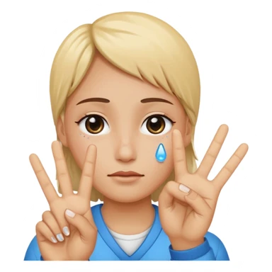 Tears in eyes with peace sign hand signal sticker