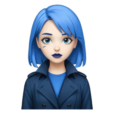 i want an emoji of a cool barb girl that likes blue, a techie girl that is like a matrix character sticker