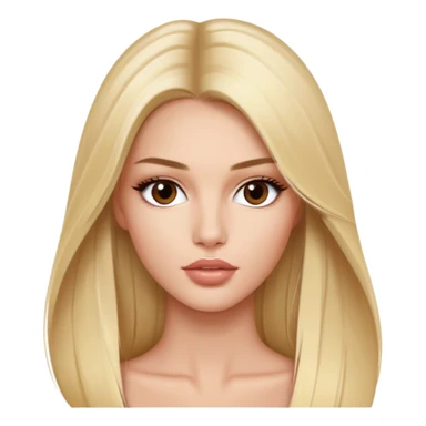 victoria’s secret model with long blonde straight hair and dark brown eyes, oval face shape, medium lips sticker