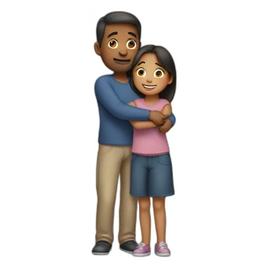 A girl hugs her parents sticker