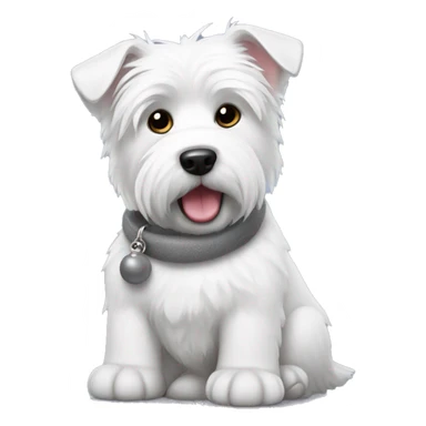 Westie with grey penquin toy sticker