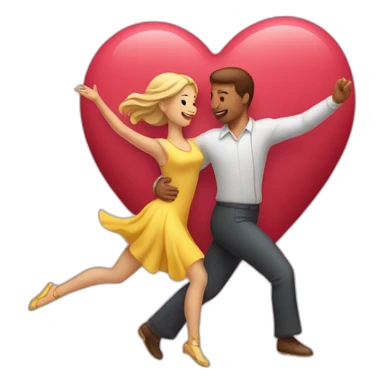 couple dancing hearts flying sticker