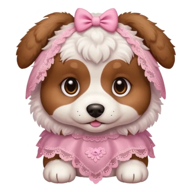puppy with a pink lace sticker