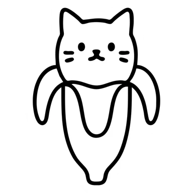 outlined banana cat icon sticker