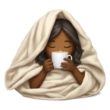 girl inside a blanket sipping coffee eyes closed sticker