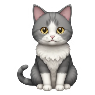 full body small short hair dark grey and white cat sticker