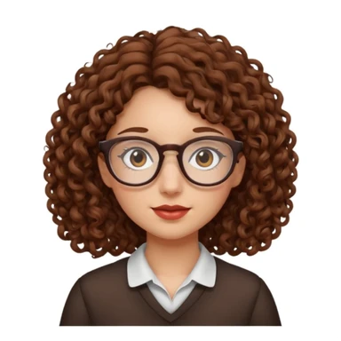 Rapariga, com óculos, cabelo castanho, aos caracóis, comprido sticker