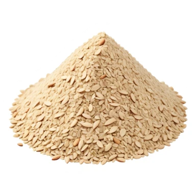 mound of almond meal, finely ground, off-white to pale beige, grainy texture, uneven surface, visible granules, soft lighting, subtle shadows, no bowl or utensils, no faces, transparent background, emoji scale sticker