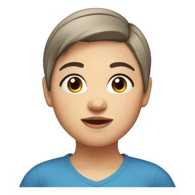 Chubby short hair girl with blue shirt, brown eyes  sticker