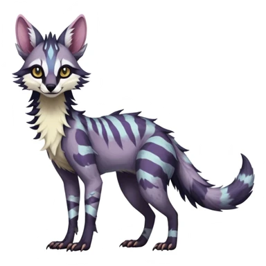 Feral Rare Fantasy dark colorful pastel Vernid-Sergal-Genet-Trico-species by LiLaiRa, random markings, tufted tail, tufted ears, full body sticker