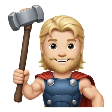 friendly thor superhero with hammer for kids sticker