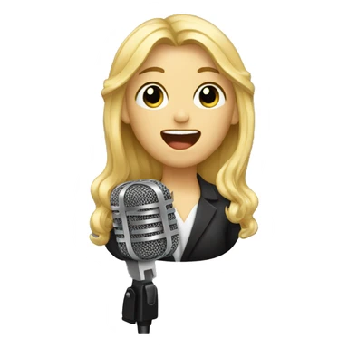 blonde hair emoji singing into lapel mic sticker