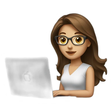 Beautiful programmer girl with brown hair working with MacBook sticker