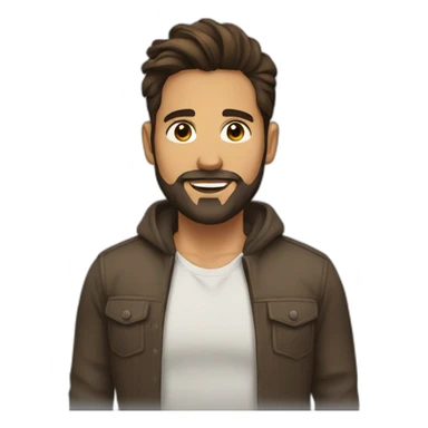 latin male, ponytail and beard with brown hair sticker