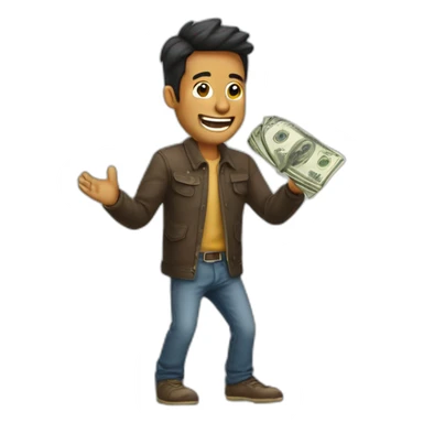 hombre saltando feliz mucho money dinero sticker