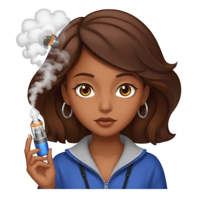 brown girl with brown hair and brown eyes vaping  sticker