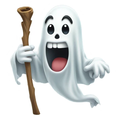 Goofy ghost with stick coming out of it sticker