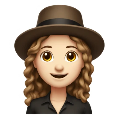 happy white girl - brown hair- high top hat sticker