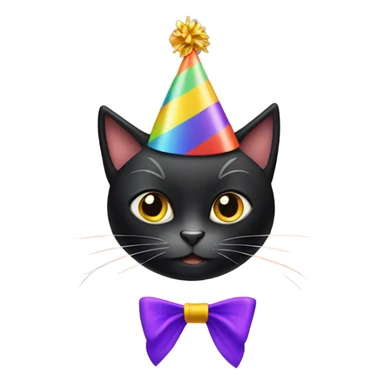 Black cat with birthday hat sticker
