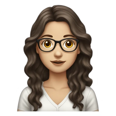 White Girl with wavy dark brown long hair and glasses sticker