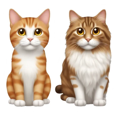 brown tabby cat and a white and orange long haired cat sticker