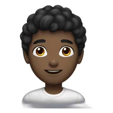 Black hair boy with white skin talking with brown eyes sticker