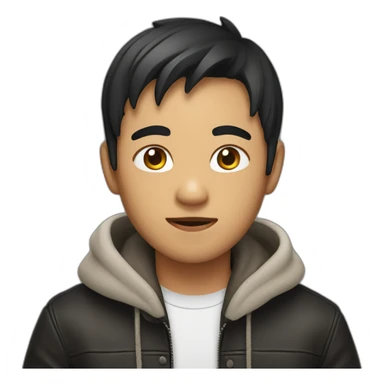 asian boy with leather hoodie sticker