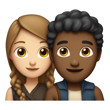 Couple embracing with arms around each other; white woman with blue eyes and brown hair, Indian man with black hair  sticker