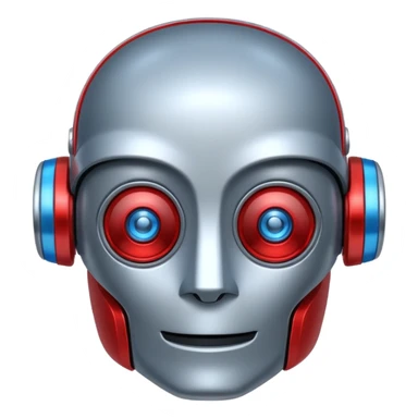 Crée-moi un robot sympathique, pour un chatbot moderne, je veux uniquement la tête sans le corps qui ressemble à R2D2 sticker