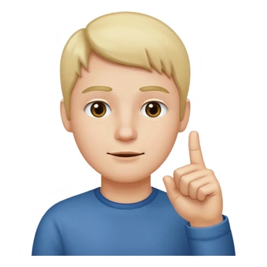 straight face with hand with only thumb sticking up right under chin pointing right sticker