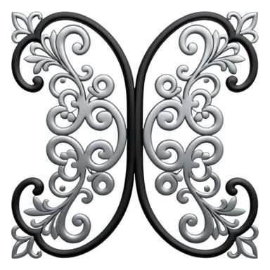 Black and silver filigree page divider, 3D, extremely detailed design sticker