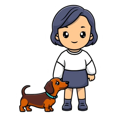 girl with dachshund sticker