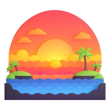 sunset setting sticker