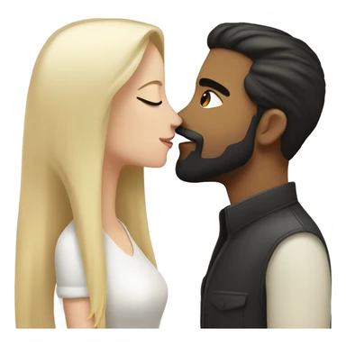 White skin Man with black hair and beard kissing white woman blonde long hair  sticker