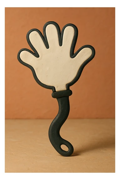 Remove the face from the cartoon style plastic slap hand. Keep the white hand, black handle, and thick black outline. Maintain the cartoon plastic slap hand style with a clean look without the face. sticker