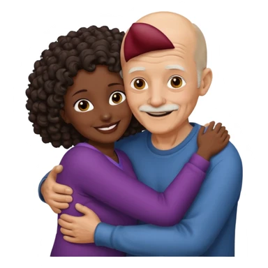  White no hiar Old man hugging dack skin curly hair woman sticker