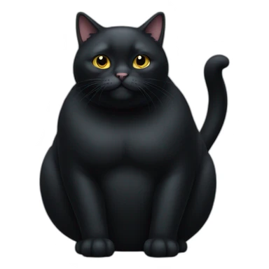 full body obese black cat sticker