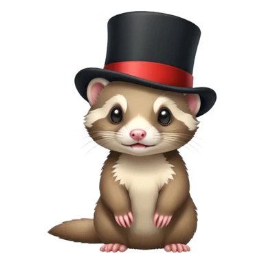 Ferret with a top hat sticker