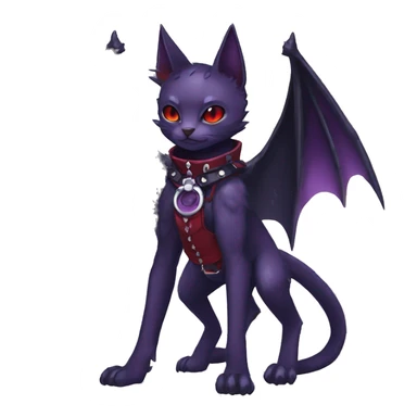 cool edgy black punk purple red ethereal fantasy nargacuga-bat-cat-Fakemon collar harness full body sticker