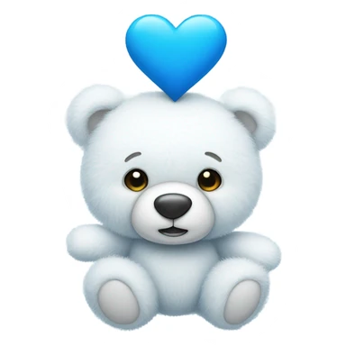 white teddy bear blue heart  sticker