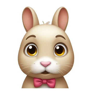 rabbit with teary eyes and a bow sticker