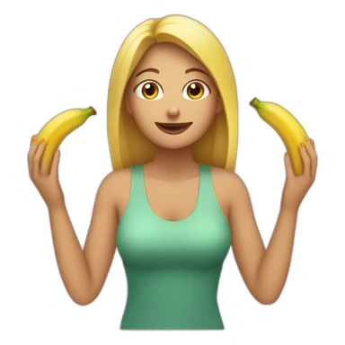 Femme prend banane avec ses deux mains sticker