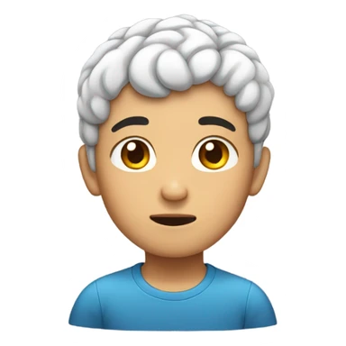 Asian boy with big brain sticker