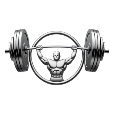 An emblem symbolizing weightlifting with a stylized barbell in the center, set against a simple, clean background. The barbell is prominent and sleek, with no athlete included. The design is bold, modern, and minimalistic sticker
