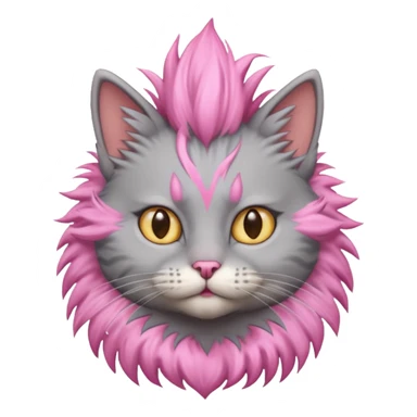 grey cat sitting with pink mohawk sticker