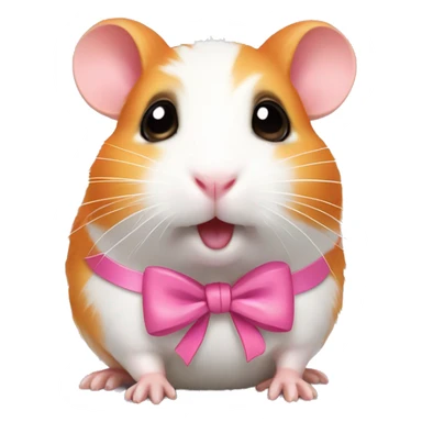 orange and white hamster with a pink bow on its right ear standing up making a cute face sticker