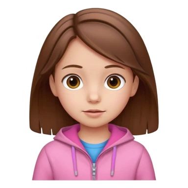 little kid girl, brown hair, pink clothes sticker