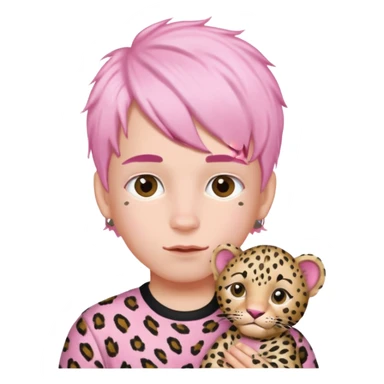 boy with baby pink leopard print hair ￼ sticker