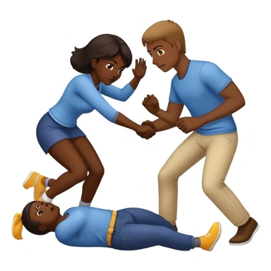 woman beating man to the floor  sticker