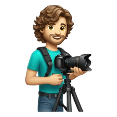 Male Photographer Caucasian wavy hair brunette holding camera sticker